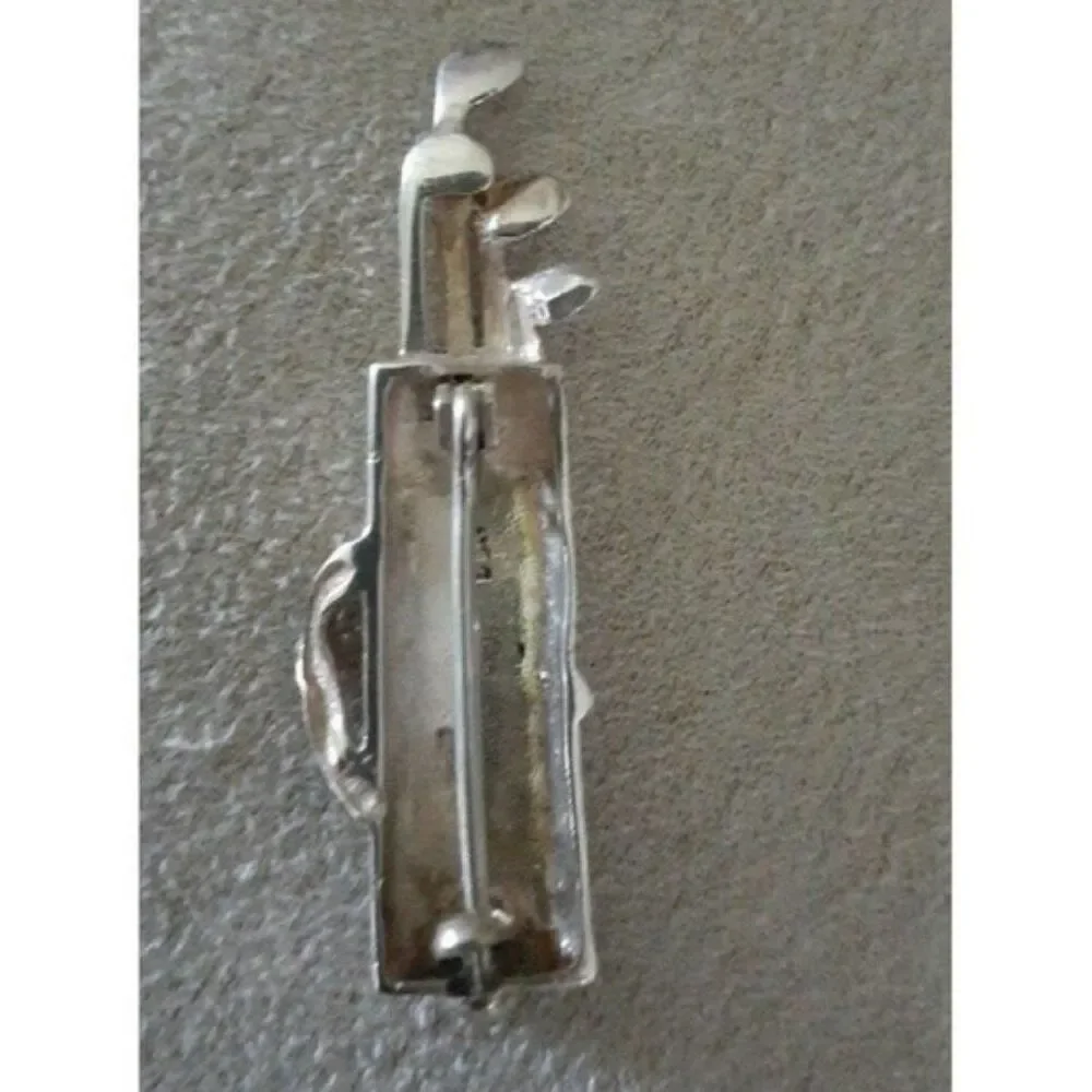 golf clubs and bag Sterling silver pin brooch jewelry solid 925 vintage jewelry